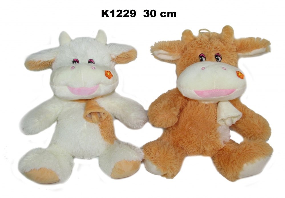 PLUSH TOY COW WITH VOICE 30CM SITTING SA SUN-DAY